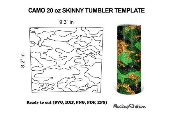 Camo 20oz Skinny Tumbler Burst Template