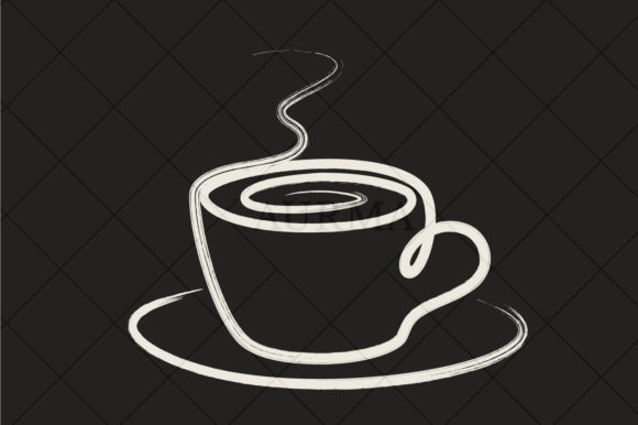 Coffee Cup on Saucer in Hand Drawn Style