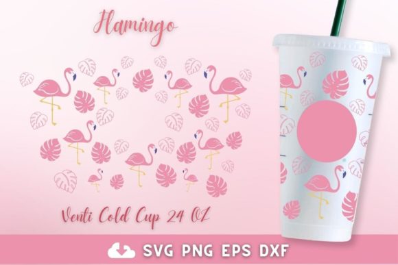Flamingo Monstera 24oz Venti Cold Cup