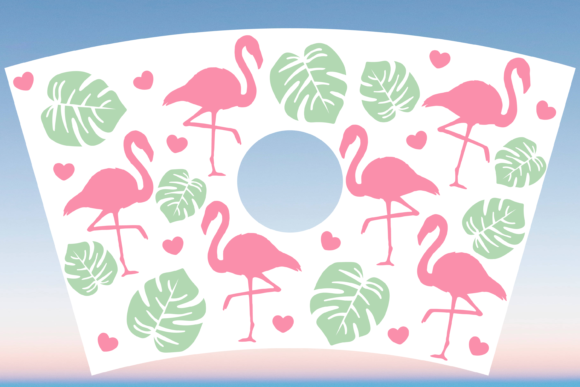 Flamingo Monstera Starbucks Cup Wrap SVG